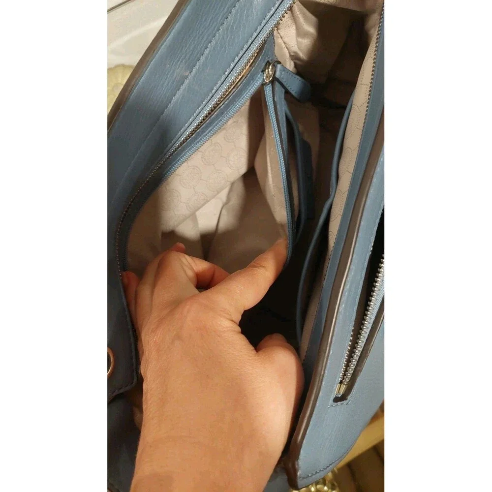 Michael Kors Medium Sophie Leather Satchel Slate Blue No Strap EUC